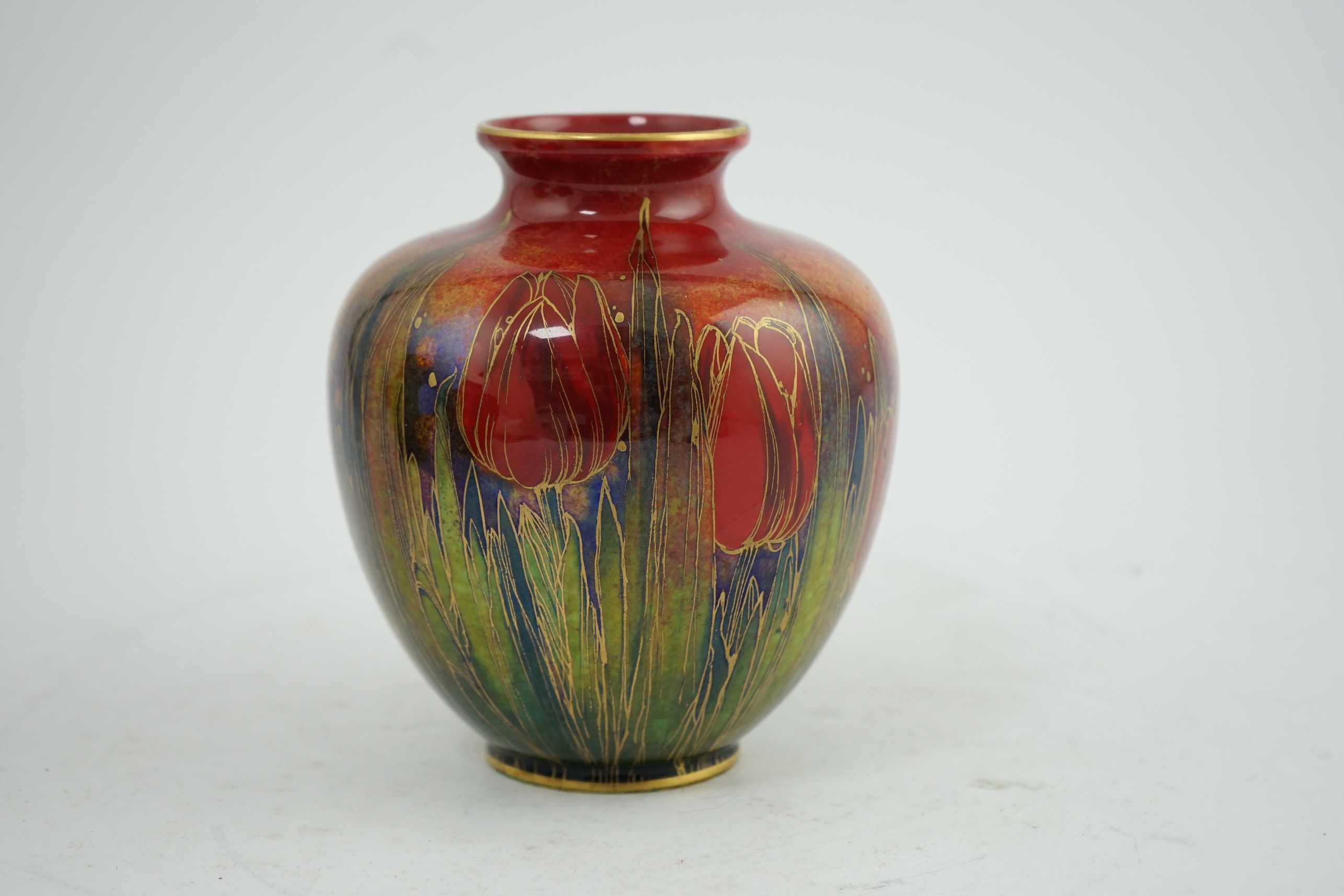 A Royal Doulton ‘tulip’ flambé ovoid vase, by Harry Nixon, 1930s